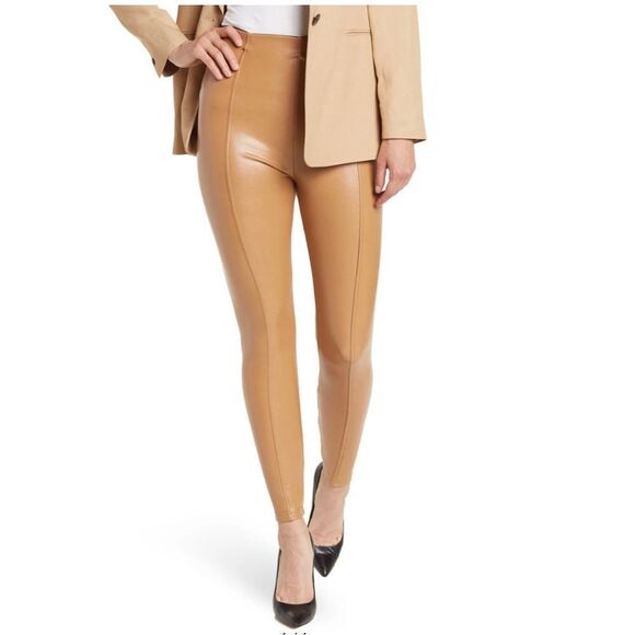 AFRM x Revolve Talise Women’s Tan Faux Leather High Rise Pull On Leggings Medium - Picture 1 of 16